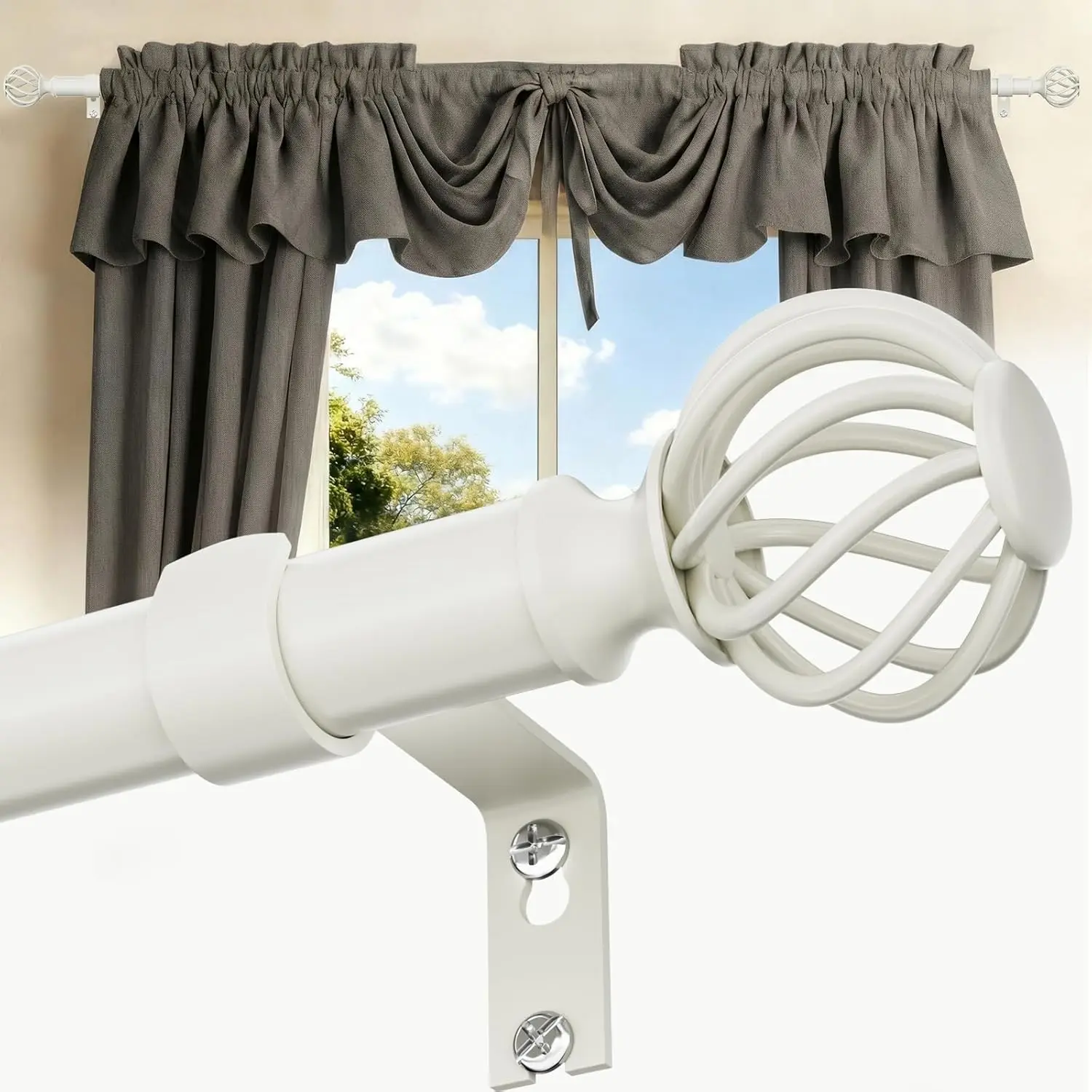 

Регулируемые белые карнизы для штор 48-90 дюймов, усиленные, для гостиной, спальни, кухни