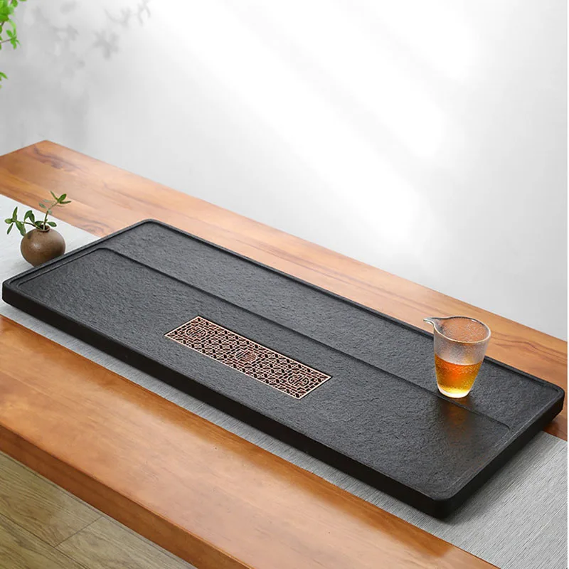 Luxury Stone Tea Tray Office Valet Chinese Kitchen Tableware Living Room Rectangle Tea Tray Hospitality Bandejas Home Products