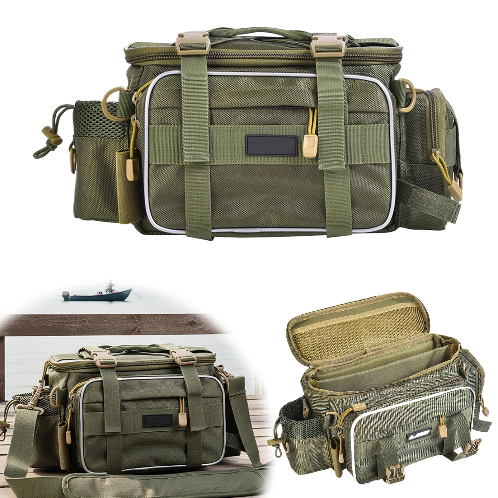 

Утолщенная многофункциональная сумка для рыболовных снастей и приманок (оливковая)