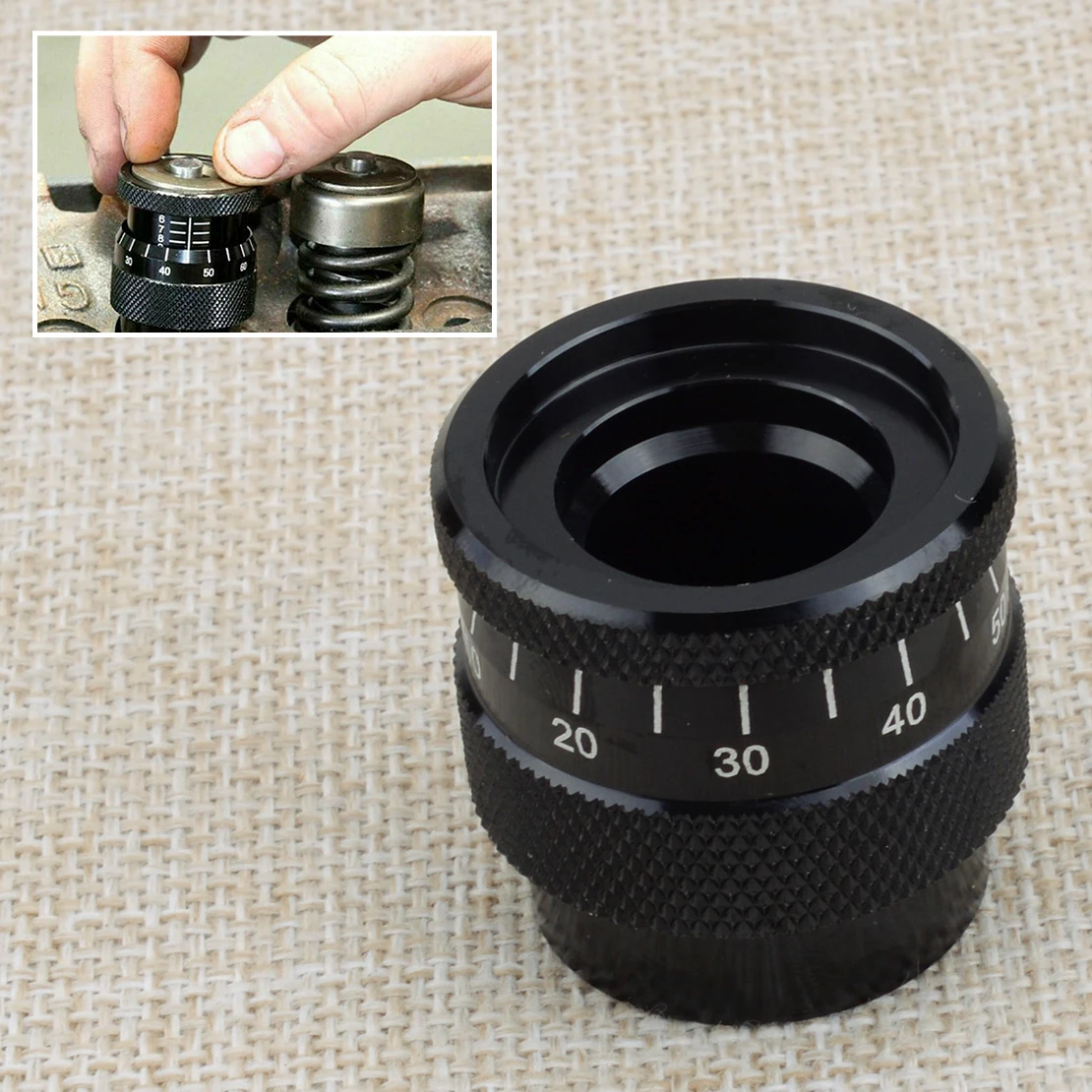 

4929 Микрометр для измерения высоты пружины клапана, подходящий для большинства двигателей V8, 1,600–2,200 дюйма, черный