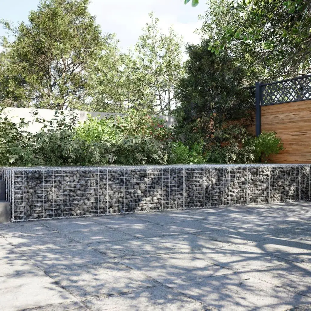 Galvanized Iron Gabion Basket with Cover - 196. for X3 9.4x19.7 cm Durable Garden Retaining Wall