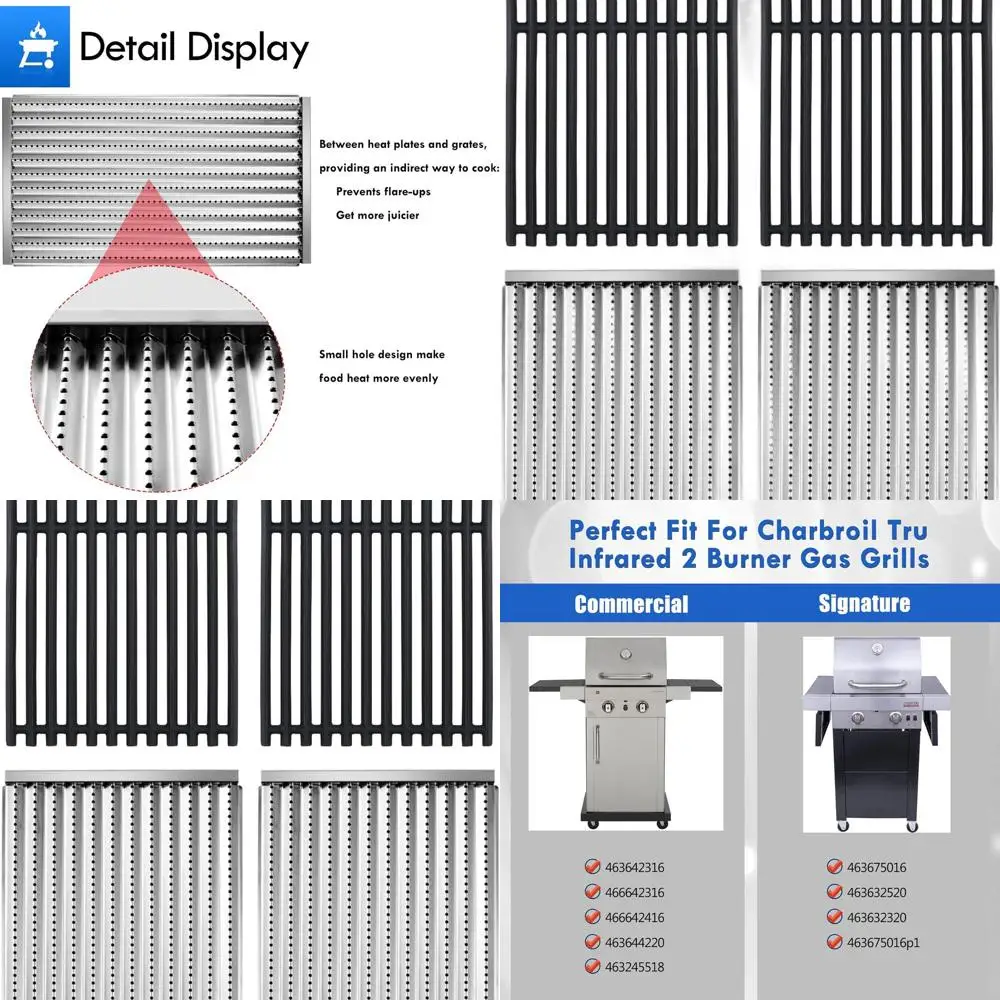 

Charbroil 2 Burner Infrared Cooking Grate Replacement Parts: 463642316, 463644220, 463675016, 463632520, 463245518