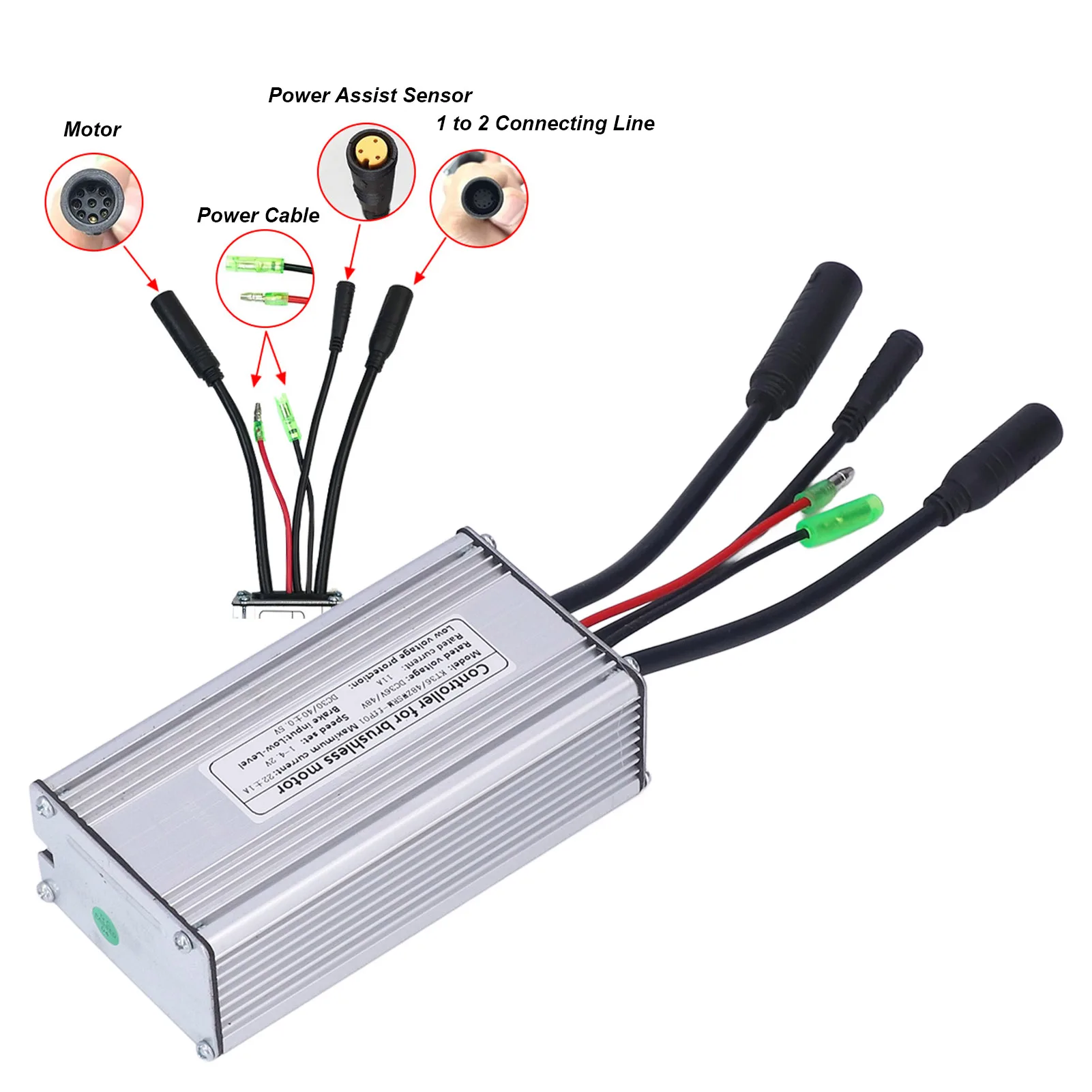 Electric Bike Conversion Kit 22A Controller LED 880 Display 1 to 2 Connecting Line Kit for 500W Motor