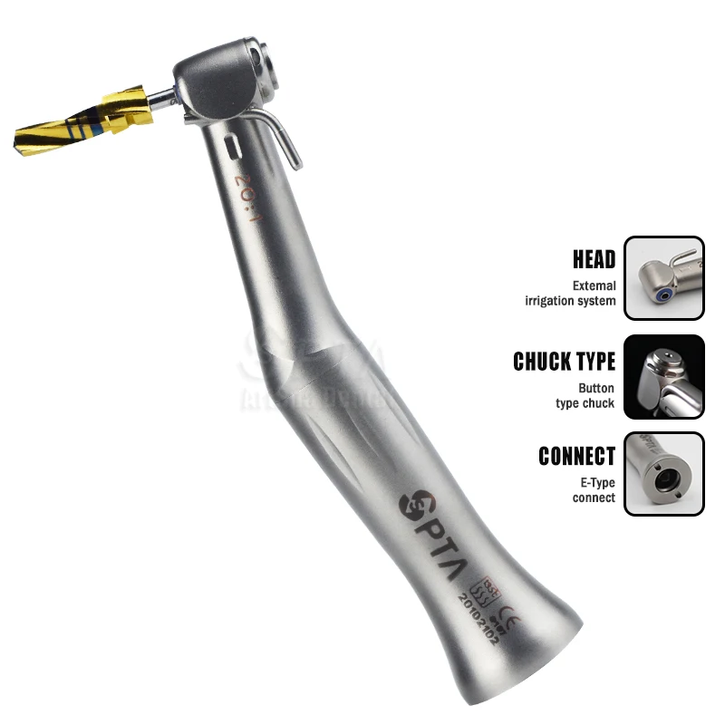 SPTA Dental 20:1 Low Speed Implant Contra Angle Push Button Contra Angle Low Speed Air Handpiece Without Light