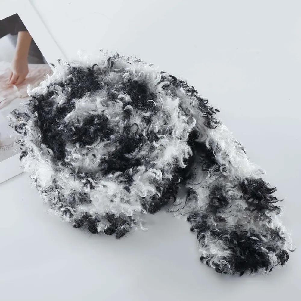 Lockiger Textur-Magnetischer Halstuch mit Fleckmuster, Dicker Lockiger Fleece-Kragen, Premium-Qualität, Winddichter Kunstfell-Schal – Detail 12