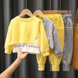 Ropa de otoño para niña, suéter con letras, Jersey, conjunto de pantalones deportivos, chándal de retales