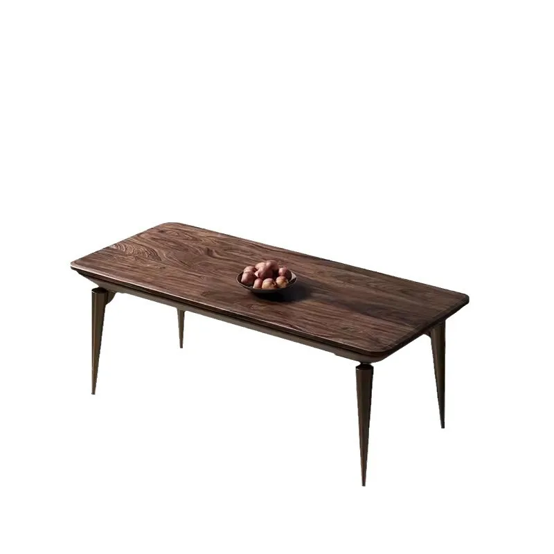 

North American black walnut long dining table large flat floor home dining room series furniture modern light