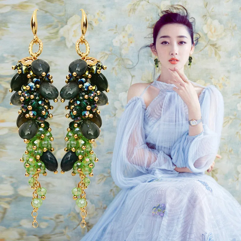 

Серьги ZGMXR из рисовых бусин, кристаллы, в стиле бохо, ручная работа, геометрический дизайн, модные женские простые серьги из бисера