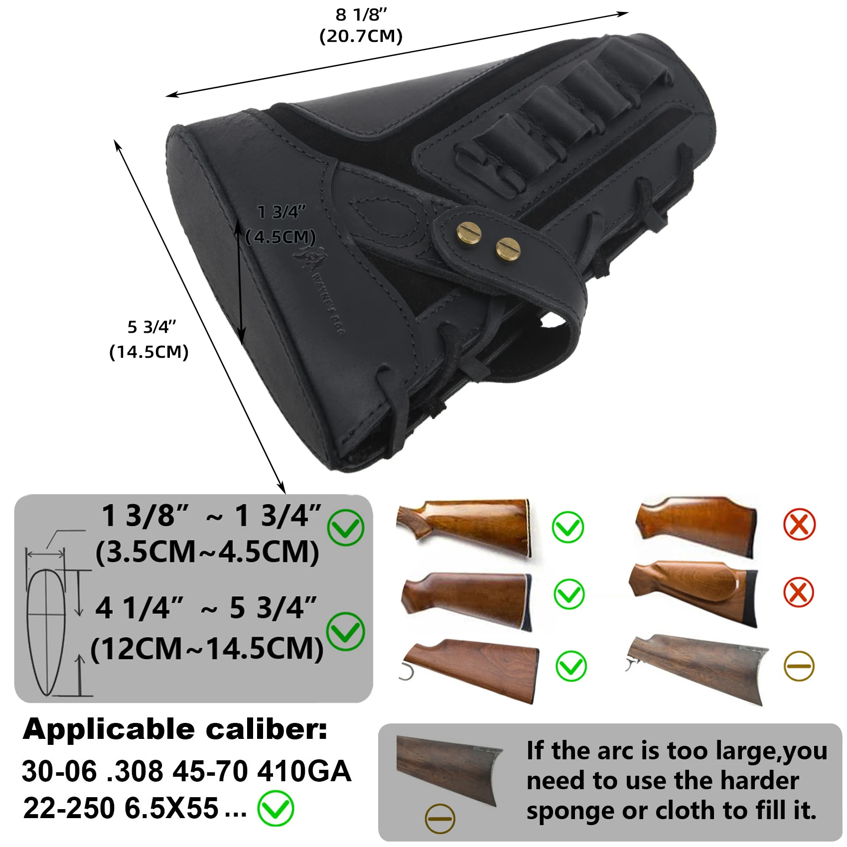 1 دعوى لا الحفر الجلود بندقية الذخيرة غطاء أزرار الحقيبة مع حلقة حامل البندقية ل.30/30.308.22.45/70.357