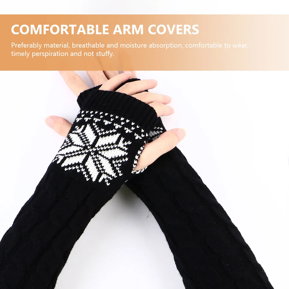 

2 Pairs Warm Arm Sleeves Supple Long Winter Practical Gloves Christmas Elbow Covers Moisture Absorption Breathing Material Easy