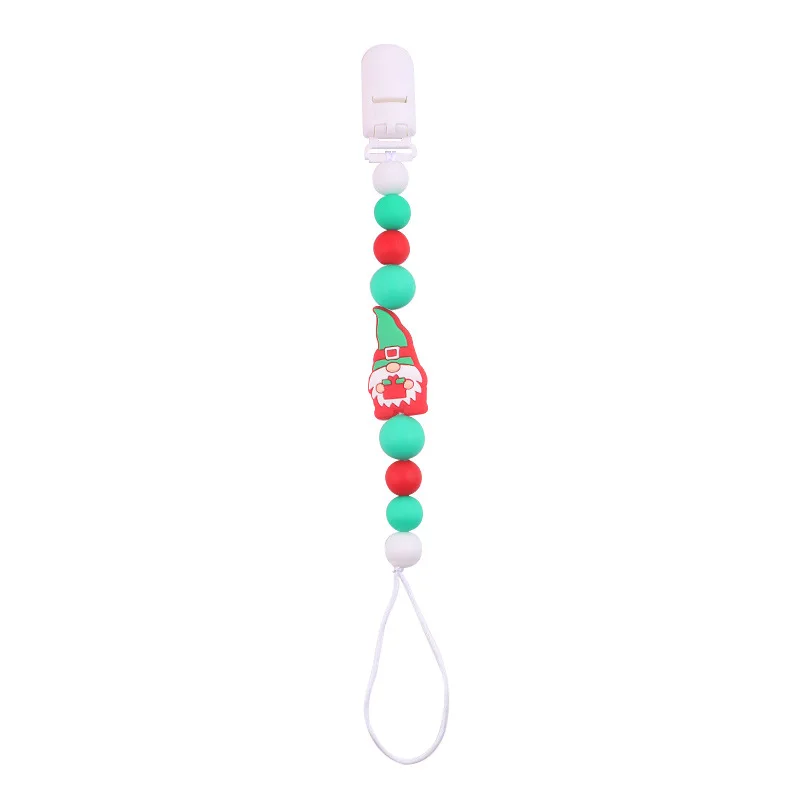 New Baby Pacifier Clip Nipple Chain Colourful Santa Claus Beads Dummy Clips Babies Holder Soother Anxiety Teething Toy Chew Gift