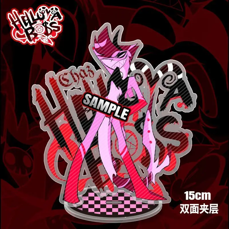 Kawaii HelluvaBoss Stand Up Sign Anime Cartoon Figure Stolas Blitz Millie Couple Model Toys Desktop Ornaments Birthday Gift