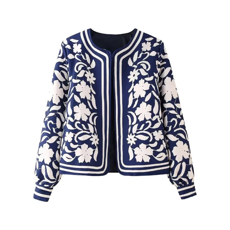 Chaqueta holgada con estampado Floral para mujer, cárdigan informal de manga larga, prendas de vestir exteriores, chaquetas Vintage de calle alta, abrigos elegantes para mujer, otoño