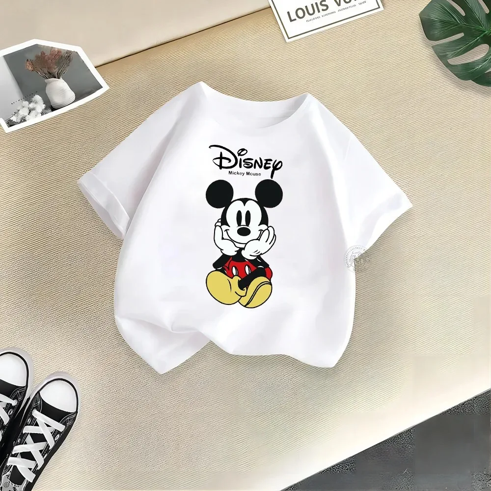 Handsome Mickey Summer Children's cotton T-shirt Cute Disney cartoon Boy Girl Fashion casual crewneck T-shirt children'sclothing