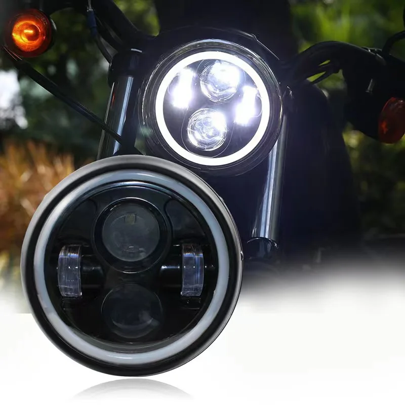 7 Inch Wrangler Headlights 4 Beads Full Circle Aperture, Harley Motorcycle Headlights 7 Inches Modified Led Lights