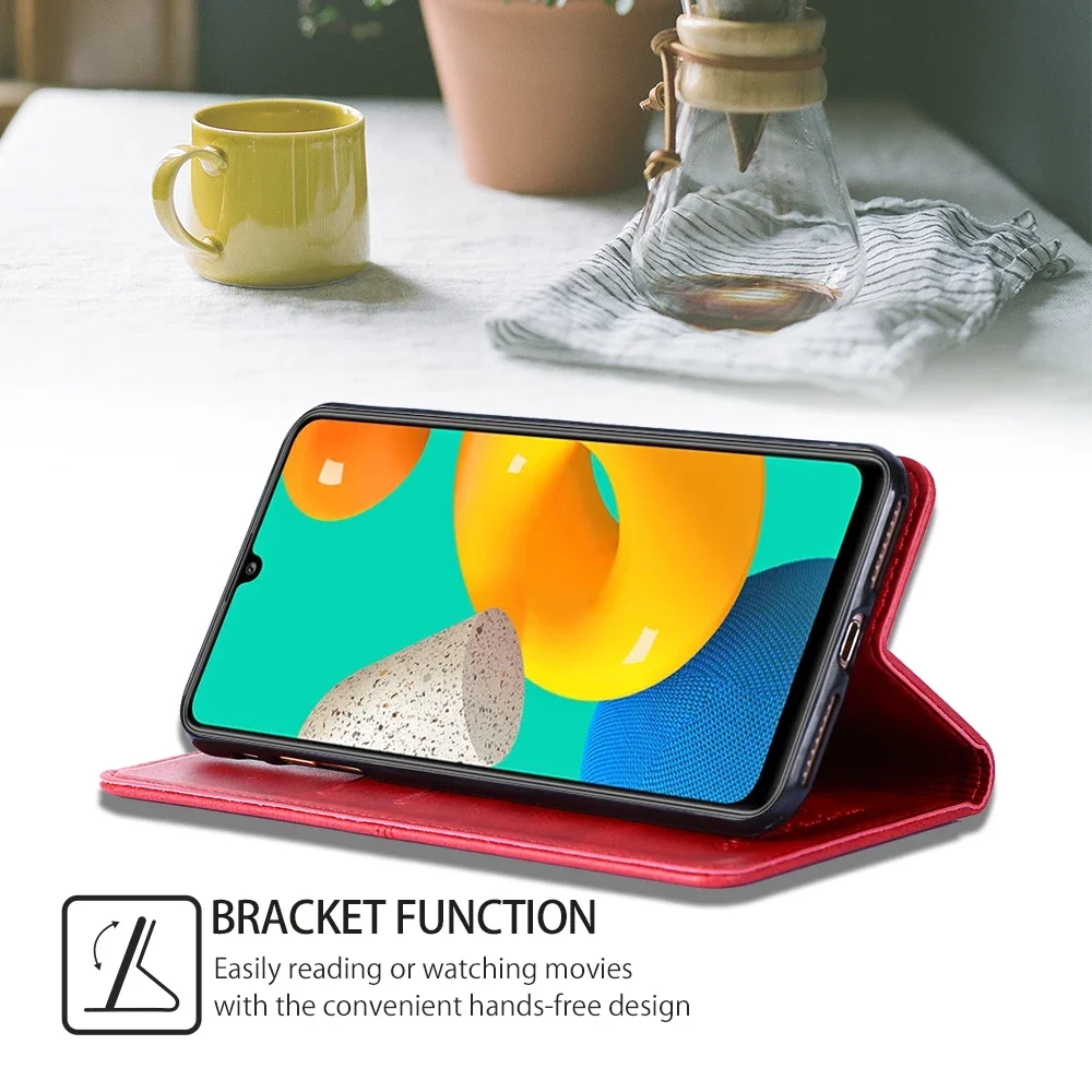 Logo embossed Retro Card Cover for Samsung Galaxy M52 M12 M51 M31S M31 Prime M22 M21 M21S Magnetic Book Style Case
