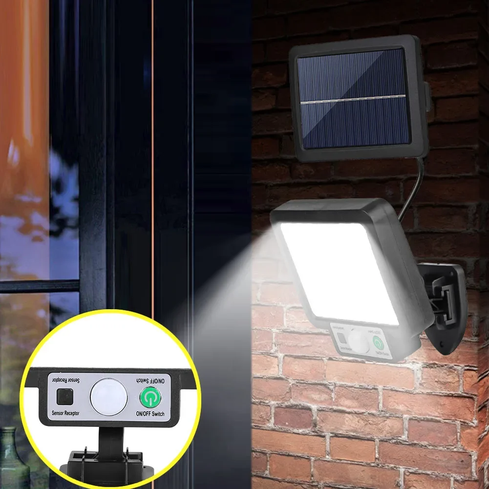 LED/COB Solar Split Wall Lamp 3 Mode Solar Powered Infrared Motion-Sensor Lamp with Remote Control For Yard Security Wall Light