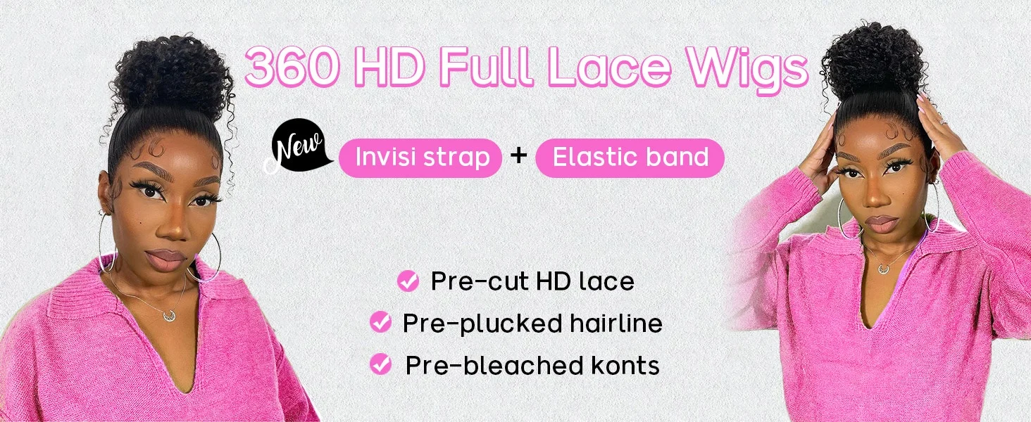 Smilegirl Invisib Strap 360 Full Lace Deep Wave Human Hair Wig With Invisible Drawstring Band Soft Deep Curly Wig Glueless Human Hair Wigs Wholesale