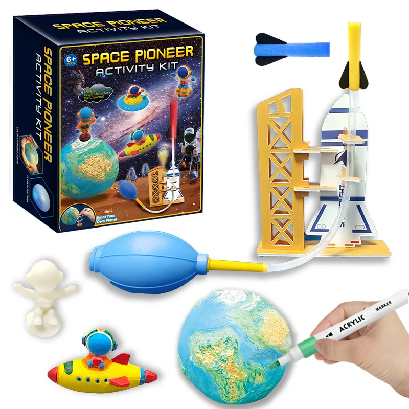 

DIY Graffiti Space Exploration Kids Rocket Launcher Handmade Toys Family Game Birthday Gifts Painting Creation Toys For Children