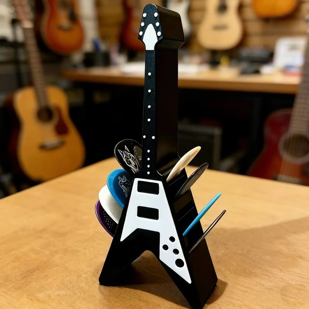 A Guitar-Shaped Pick Holder That Can Hold up to 10 Picks, It Looks Just Like a Guitar, Making It Especially Suitable for Guitar Enthusiasts