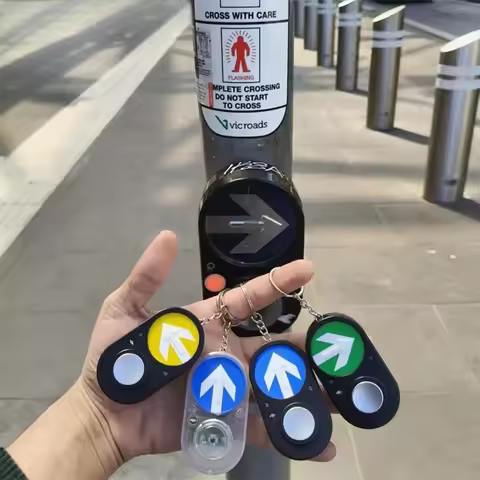 Australian Traffic Light Button Key Holder Sidewalk Sound Accessory Handheld Press To Make Sound Keychain Commemorative Funny
