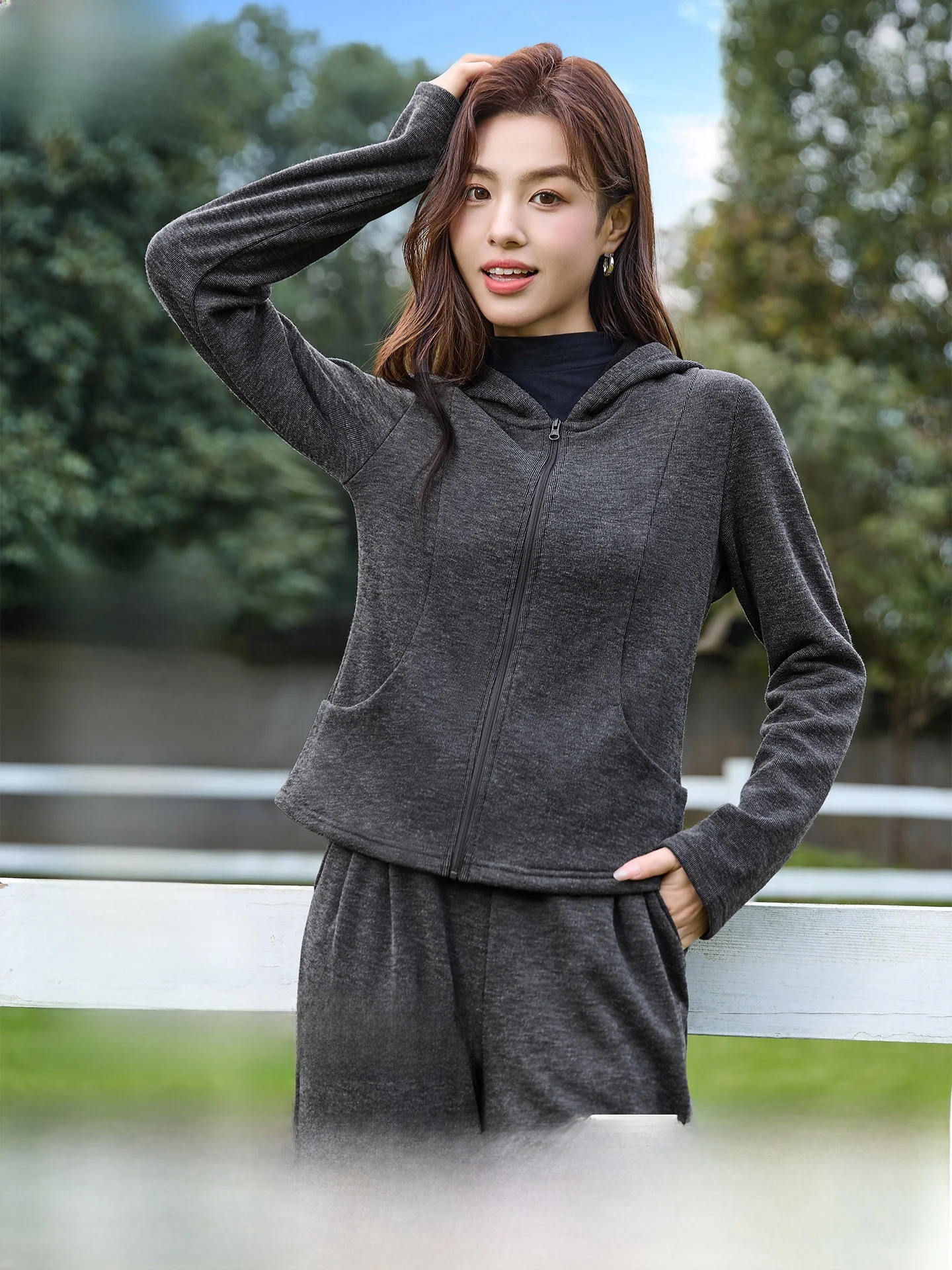 

Корейский стиль: Женская флисовая толстовка-кардиган в стиле Lazy Style, укороченная, из смесового полиэстера, с длинными рукавами, на молнии, цветная