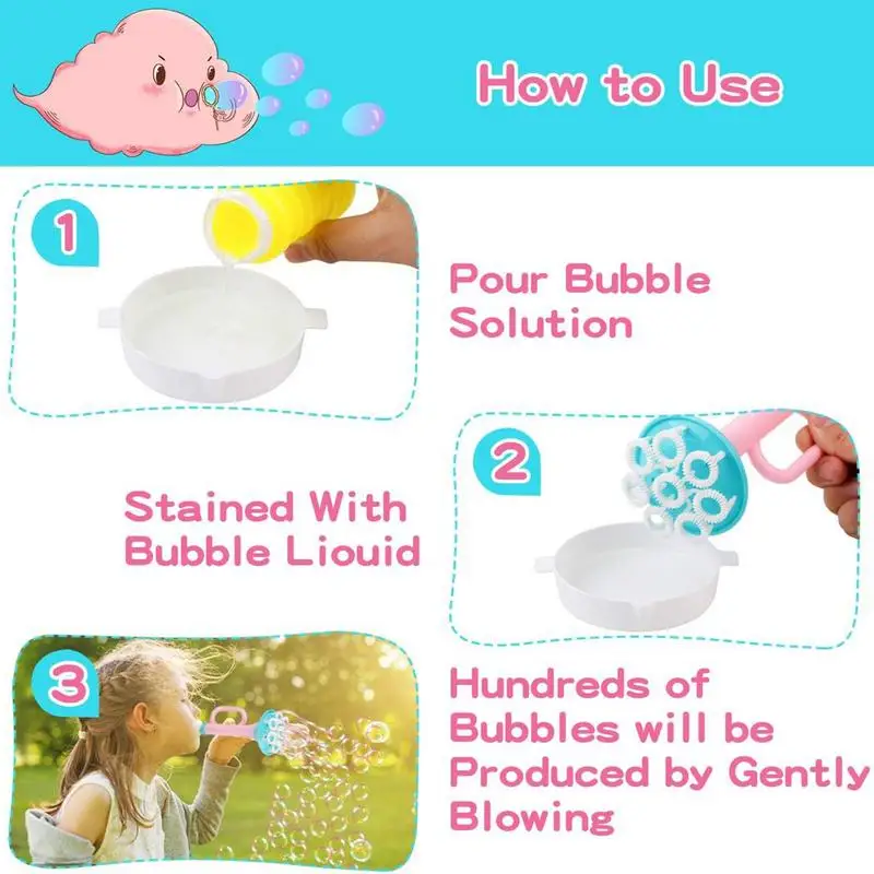 Bubble Blower Toy with Tray and Solution Bubble Blowing Tools for Indoor and Outdoor Games Funny Interactive Toy for Kids Family