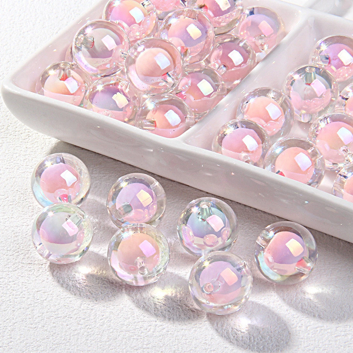 108/54 Stück 8/10 mm rosa Acrylperlen, Abstandsperlen. Lose Perlen DIY Perl-in-Perl-Material, Dekorationsperlen – Detail 1
