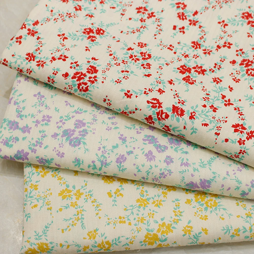 

2025 New Summer Floral Fabric 100% Cotton Women's Clothing Children's Sewing Fabric Skirt Fabric High Quality
