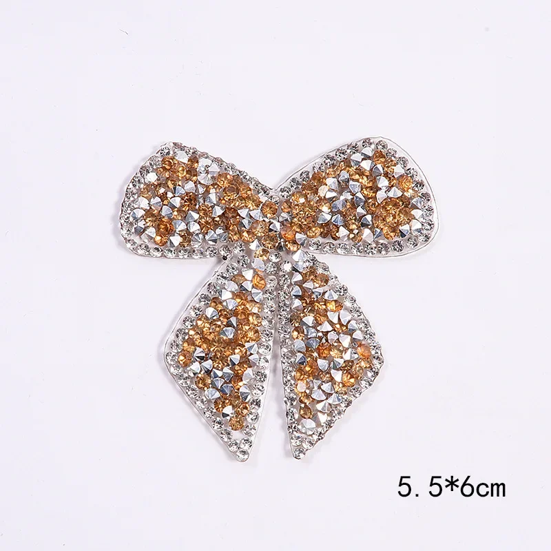 3d Crystal Rhinestone Handmade Beaded Bow Patches Iron on Sequin Patch for Clothing Girl Clothes Thermo Adhesive Applique Stick