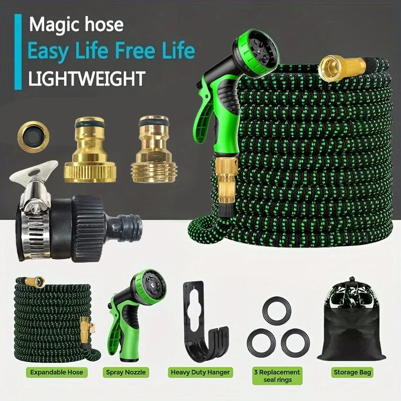 15 to 30 M Garden Telescopic Hose MultiFunction High-Pressure Water Gun Watering Device Gardening Tool， 3/4 