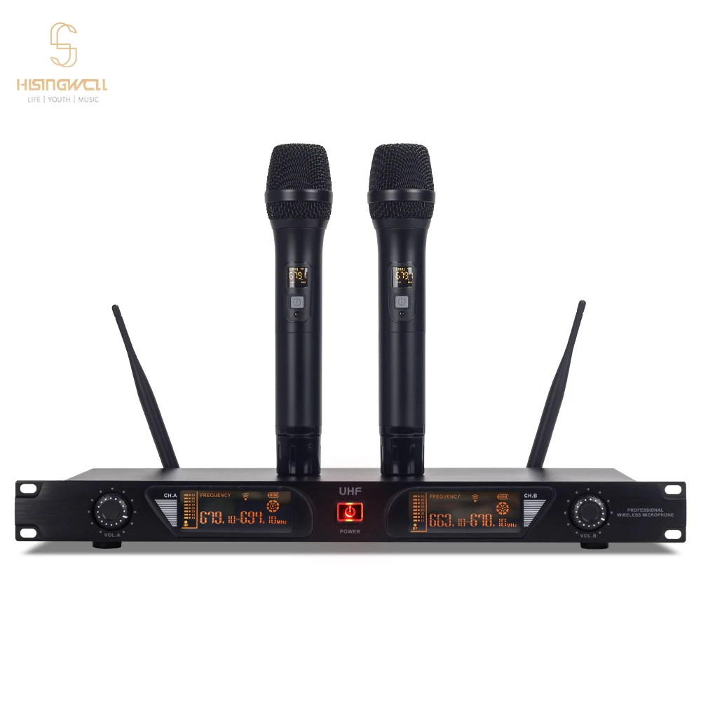 U-790S UHF Microfono wireless a doppio canale Spettacolo di metalli, riunioni in chiesa Canto, palmare, trasmissione a lunga distanza