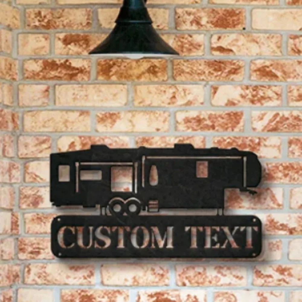 

Distinctive Tailored 5th Wheel Camper Metal Sign - Personalized RV Decor. Adds Sophistication to Outdoor Enthusiasts' RVs.