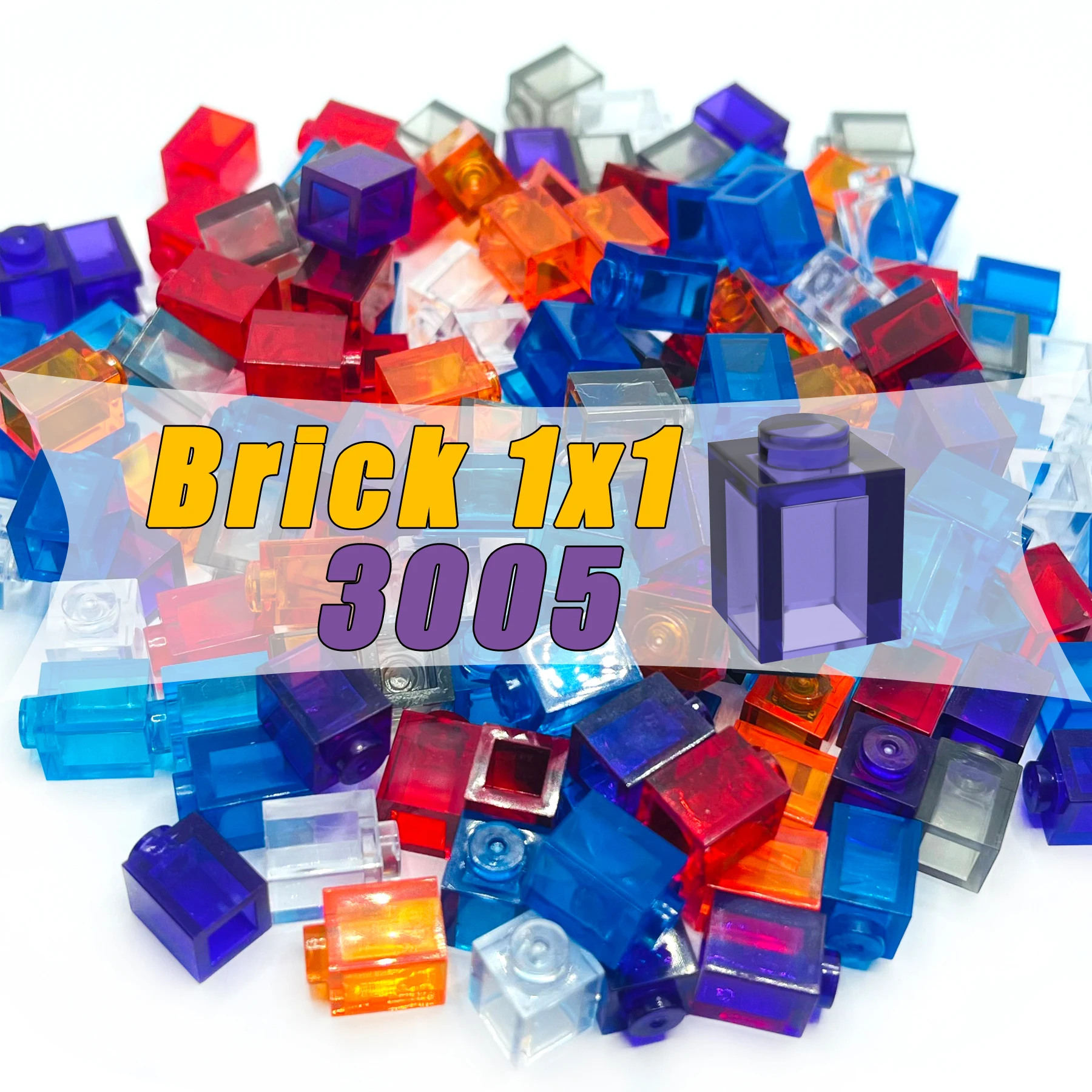 

Transparent Brick 1x1 Building Block MOC Parts Toys For Kids Creative Compatible 3005 100pcs/Lot