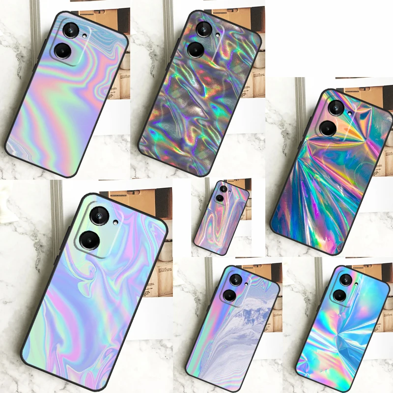 Rainbow Holographic Iridescence For Realme C31 C33 C35 C51 C53 C55 C67 GT5 GT Neo 6 9 10 11 12 Pro Plus C21Y C25s C30 Case