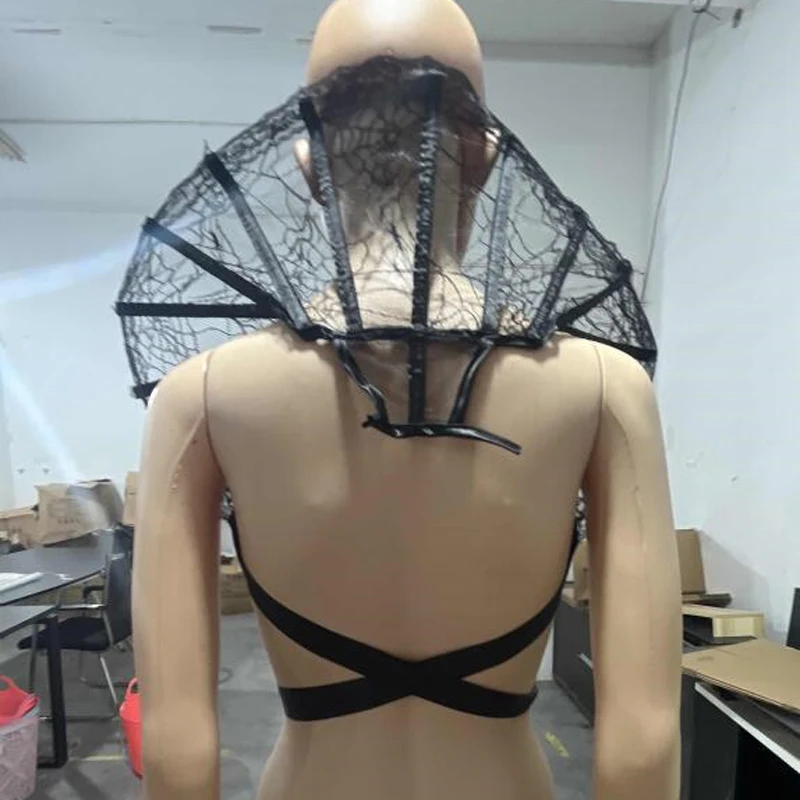 مصاص دماء الساحرة كرنفال حفلة تنكرية فستان ازياء الدعائم المرأة القوطية الدانتيل كيب طوق هالوين تأثيري اكسسوارات