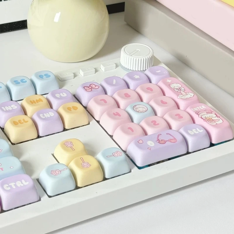 MOA Height Keycaps 131Piece Heat Sublimated PBT Colorful Candy Bear Keycaps Set Customization for Mechanical Keyboards