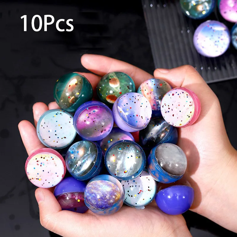 10Pcs Outer Space Starry Sky Planet Theme Jumping Bounce Ball Outdoor Toy for Kids Birthday Party Favos Pinata Fillers Treat Bag