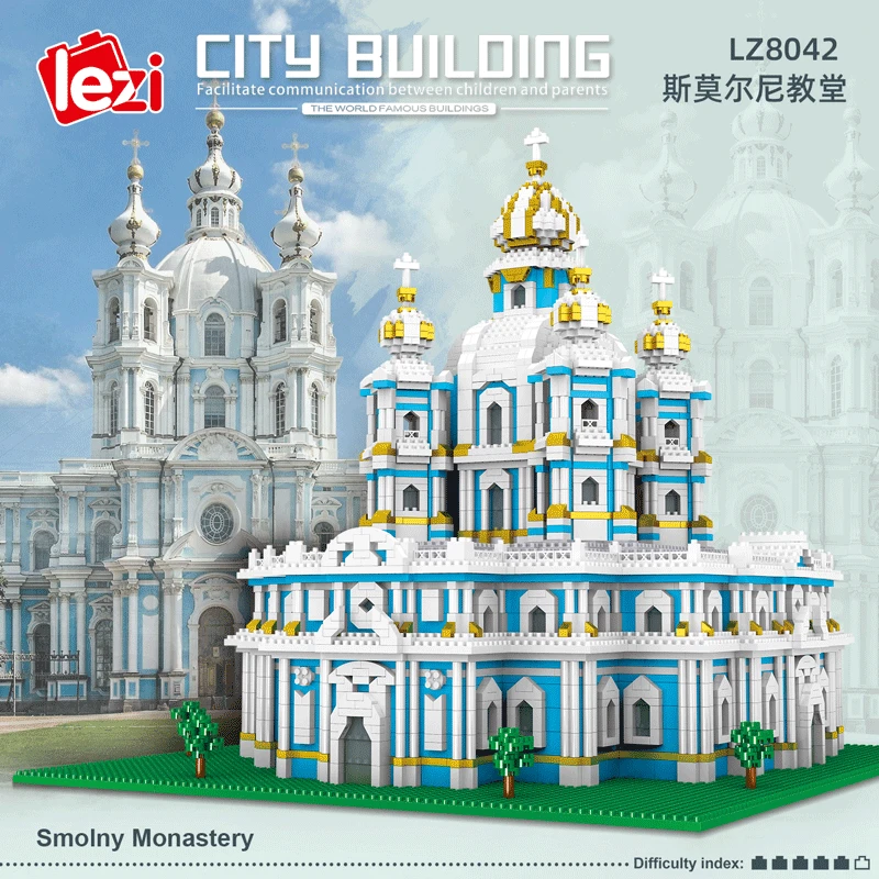 LZ8042 Diamond Small Particles Famous Buildings In Russia Smolny Convent Model Assembled Building Block Toys for Children Gifts