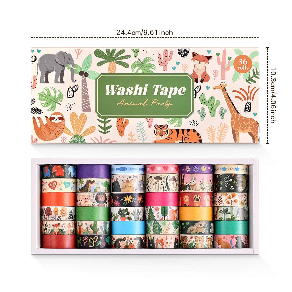 36 لفات خمر الحيوان حفلة اشي الشريط مجموعة 3 عرض أشرطة الزخرفية الرجعية ل سكرابوكينغ رصاصة المجلات Crafts بها بنفسك الحرف #6
