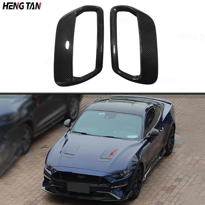 

2Pcs For Ford Mustang 2018-2020 Car Front Hood Scoop Vent Frame Trim Engine Bonnet Outlet Air Intake Splitter Parts Body kit