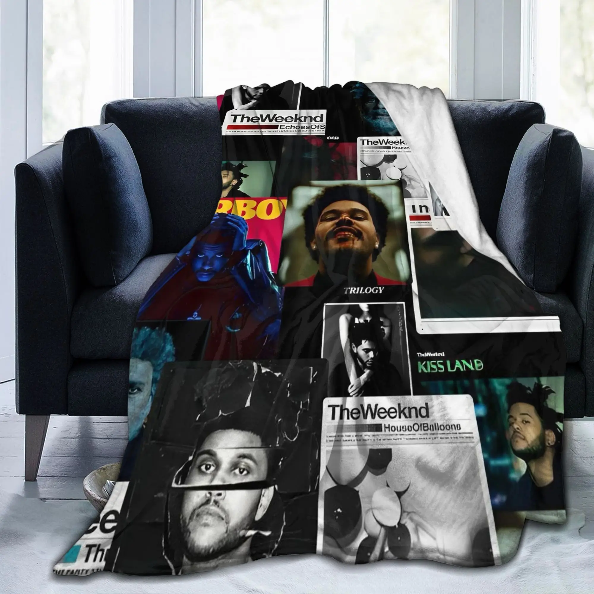 The Weeknd Pop Singer Blanket Coral Fleece Plush Print  Multi-function Super Warm Throw Blankets for Home Office Quilt