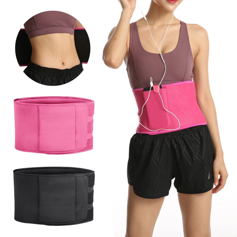 Unisex Adjustable Elastic Waist Support Belt Neoprene Faja Lumbar Back Sweat Belt with Pocket Fitness Belt Waist Trainer Heuptas