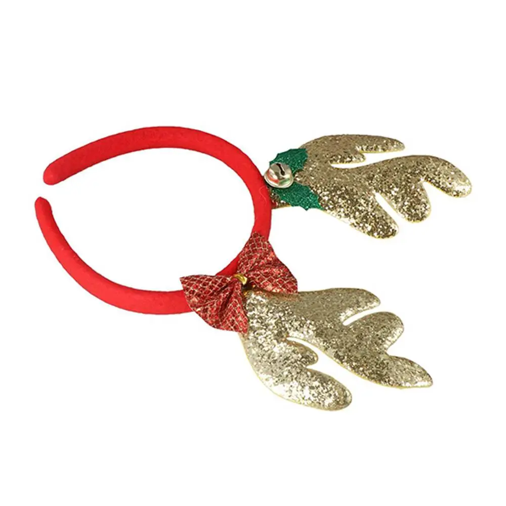 لطيف فتاة سانتا إلك عيد الميلاد قبعة أجراس أنثى الشعر هوب عيد الميلاد رباط شعر قرون عقال عيد الميلاد الديكور