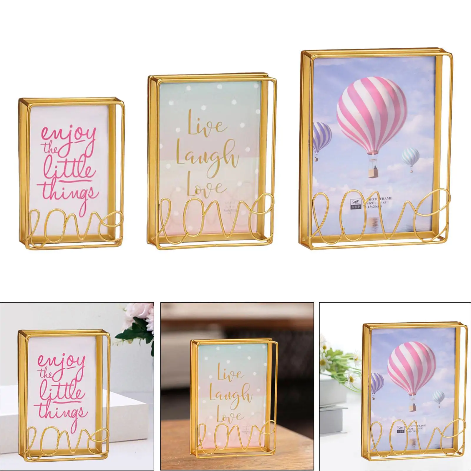 Iron Picture Frame Wear Resistant Practical Simple Sturdy Easy to Use Photo Frame for Tabletop Wedding Living Room Bedroom Party