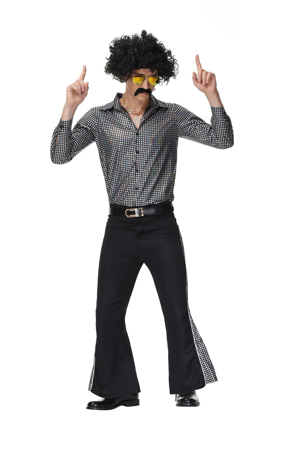 Halloween Hippie Costumes Set 70s 80s Cosplay Costume Suit for Men Fancy Disguise Carnival Party Vintage Rock Disco Night Club