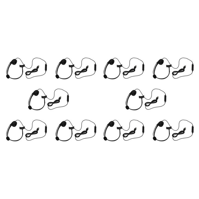 10X USB Call Center Headset With Noise Cancelling Mic Monaural Headphone For PC Home Office Phone Service Plug And Play-A74Z
