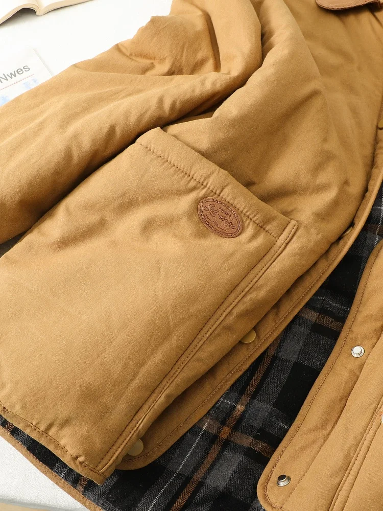 Retro japonês sle feminino para baixo algodão jaet com botões de aba grandes kets workwear sle Thiened longo casaco sve