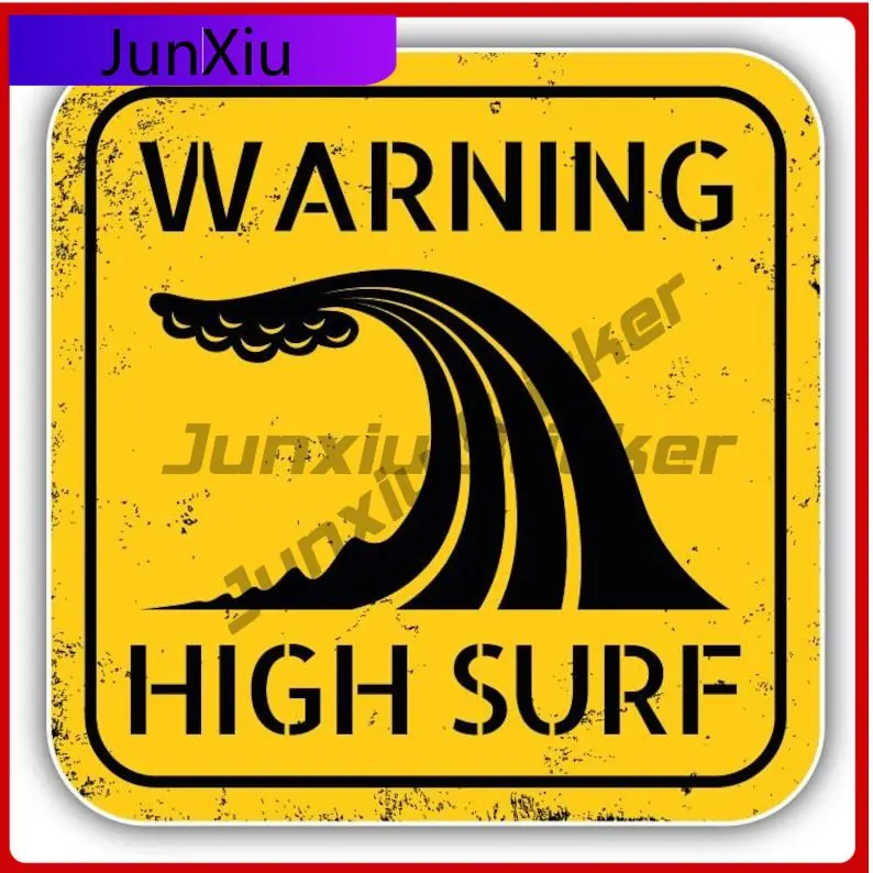 

High Surf Beach Warning Sign Vinyl Sticker Bumper Camper Bodywork Laptop Phone Car Decal Cars Cover Waterproof Outdoor For Suv
