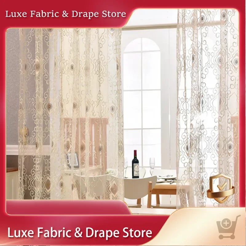 

Embroidered Window Screen Curtain Fabric Bedroom Screen Curtain Nordic Floating Window Soft Screen Curtain Fabric